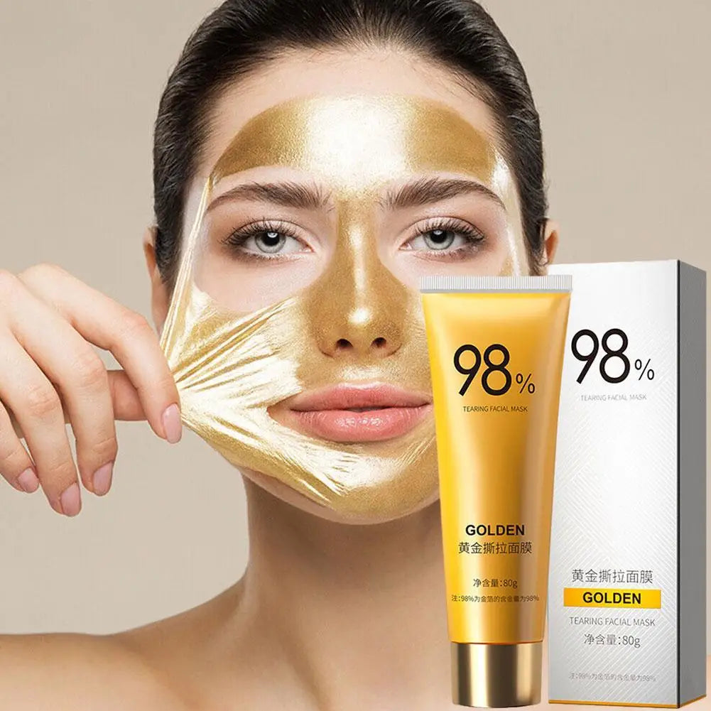 80g Gold Peel Mask Blackhead Cleanses Pores 24k Gold Foil Peel-Off Mask